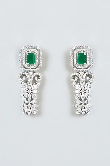 White Finish Zircon & Green Stone Choker Necklace Set