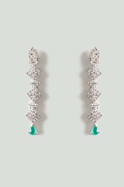 White Finish Emerald & Zircon Necklace Set