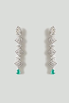 White Finish Emerald & Zircon Necklace Set