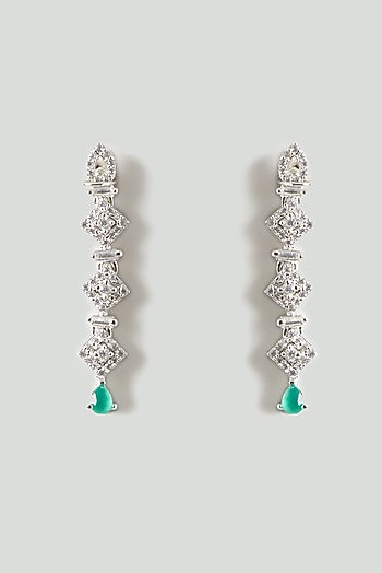 White Finish Emerald & Zircon Necklace Set