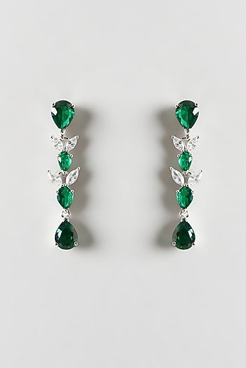 White Finish Emerald & Zircon Necklace Set