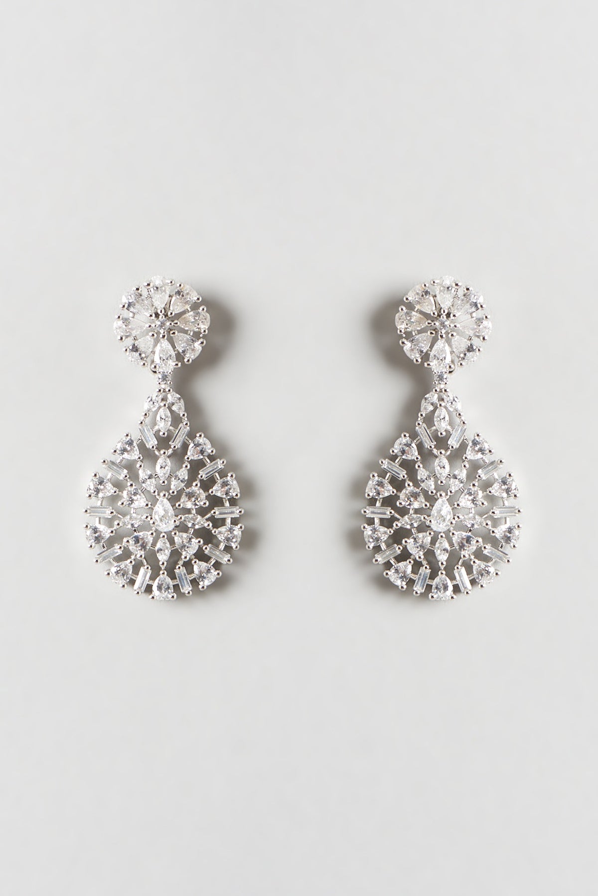 White Finish Zircon Layered Necklace Set