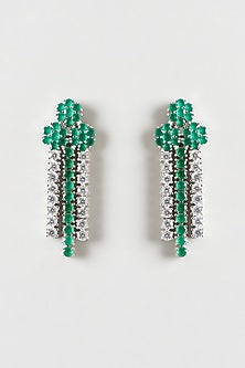 White Finish Emerald & Zircon Layered Necklace Set
