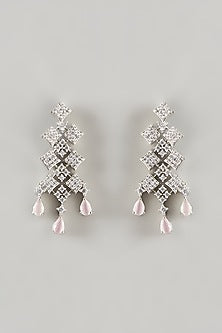 White Finish Pink Stone & Zircon Choker Necklace Set