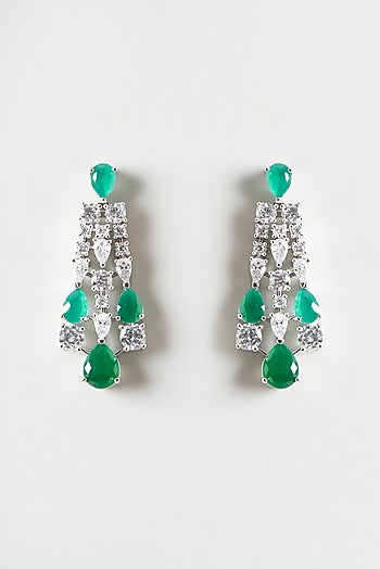White Finish Emerald & Zircon Necklace Set