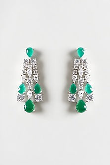 White Finish Emerald & Zircon Necklace Set