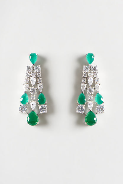 White Finish Emerald & Zircon Necklace Set