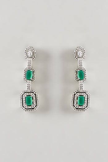 White Finish Emerald & Zircon Necklace Set