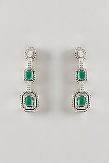 White Finish Emerald & Zircon Necklace Set