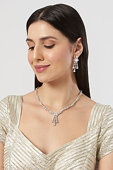 White Finish Zircon Necklace Set