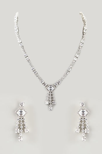 White Finish Zircon Necklace Set