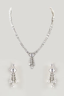 White Finish Zircon Necklace Set