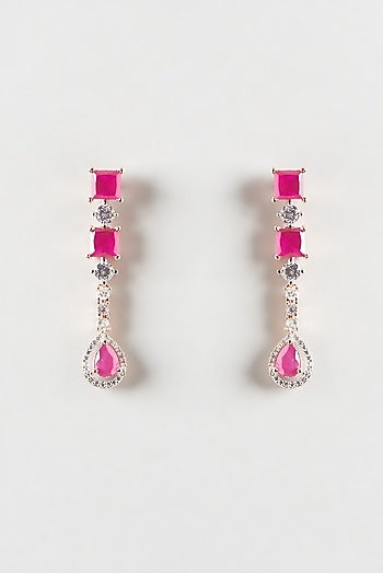 Rose Gold Finish Zircon & Ruby Necklace Set