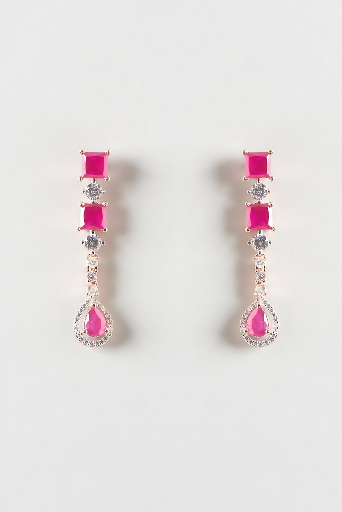 Rose Gold Finish Zircon & Ruby Necklace Set