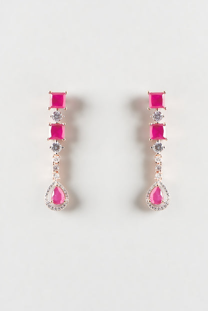 Rose Gold Finish Zircon & Ruby Necklace Set