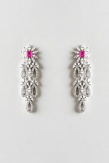 White Finish Zircon & Ruby Choker Necklace Set
