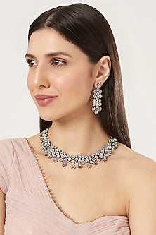 Two Tone Finish Zircon Choker Necklace Set