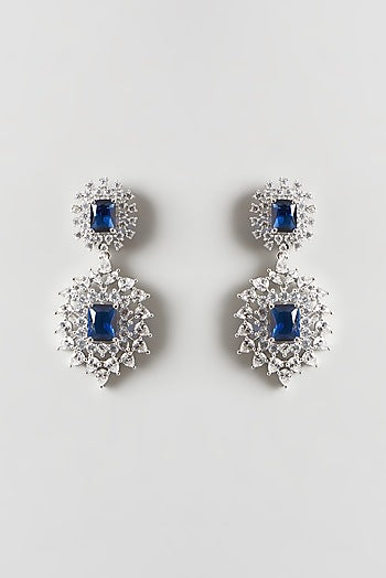 White Finish Sapphire & Zircon Necklace Set
