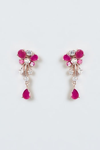 Rose Gold Finish Zircon & Ruby Necklace Set