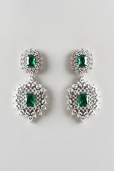 White Finish Emerald & Zircon Necklace Set