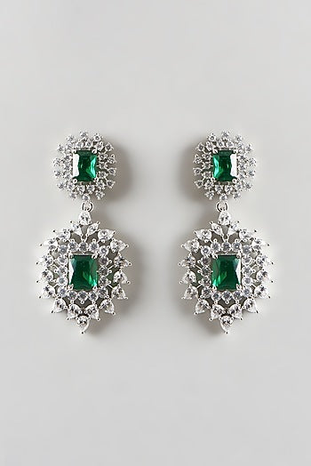 White Finish Emerald & Zircon Necklace Set