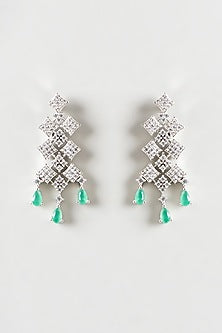 White Finish Emerald & Zircon Choker Necklace Set