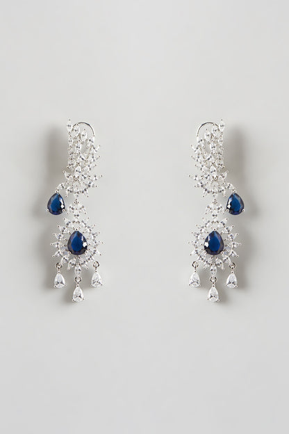 White Finish Sapphire & Zircon Necklace Set
