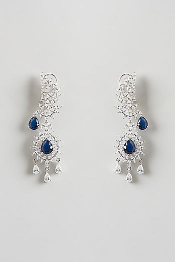 White Finish Sapphire & Zircon Necklace Set