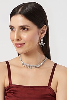 White Finish Zircon Necklace Set