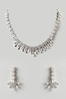White Finish Zircon Necklace Set