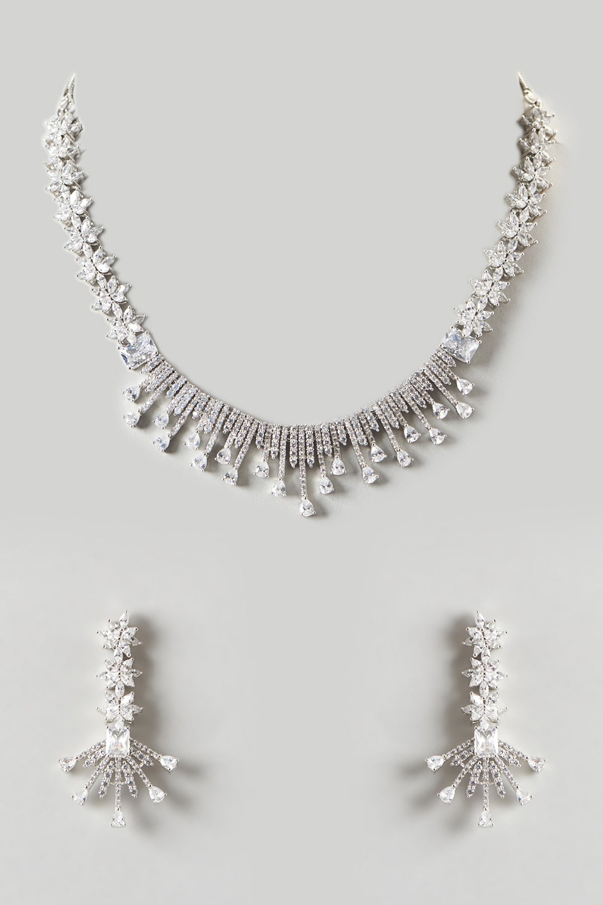 White Finish Zircon Necklace Set