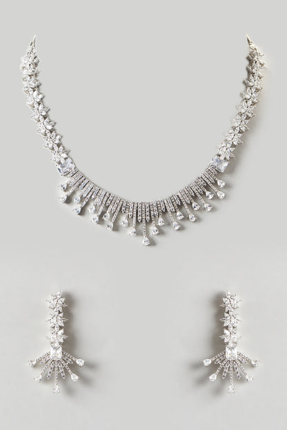 White Finish Zircon Necklace Set