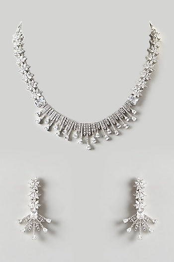 White Finish Zircon Necklace Set