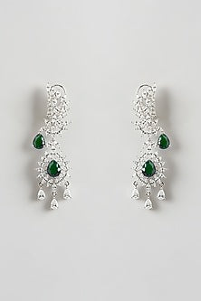 White Finish Zircon & Emerald Necklace Set