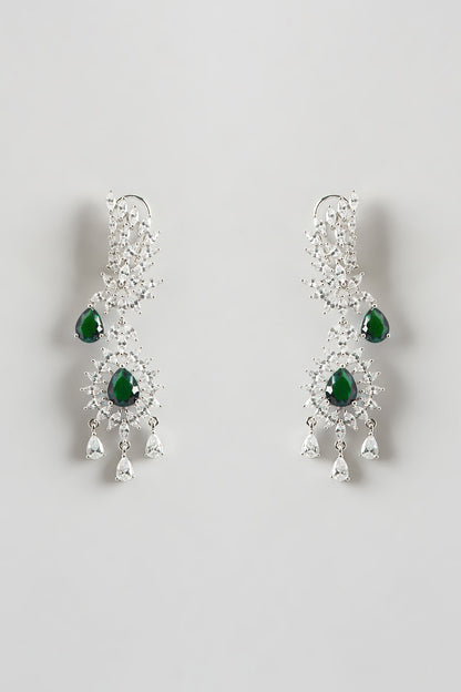 White Finish Zircon & Emerald Necklace Set