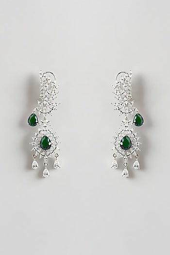 White Finish Zircon & Emerald Necklace Set