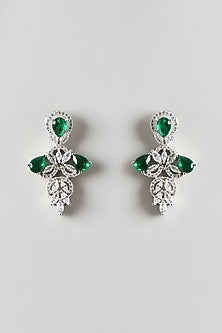 White Finish Zircon & Emerald Necklace Set