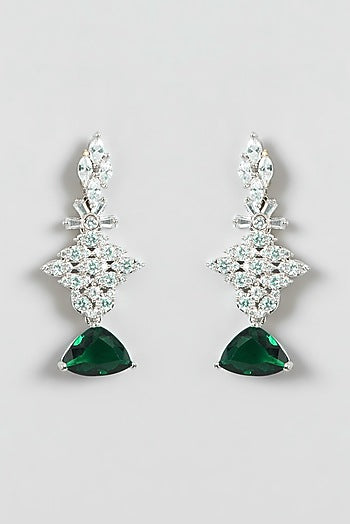 White Finish Zircon & Emerald Necklace Set