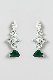 White Finish Zircon & Emerald Necklace Set