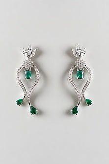 White Finish Zircon & Green Stone Necklace Set