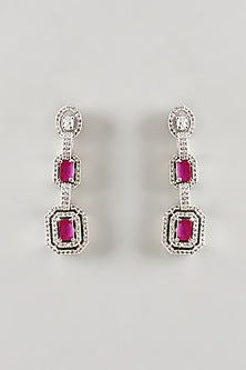 White Finish Zircon & Ruby Synthetic Stone Necklace Set