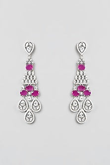 White Finish Ruby Stone & Zircon Choker Necklace Set