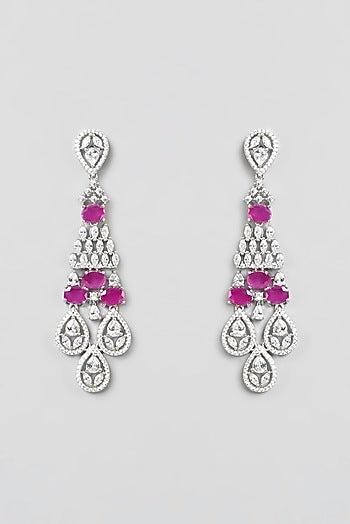 White Finish Ruby Stone & Zircon Choker Necklace Set