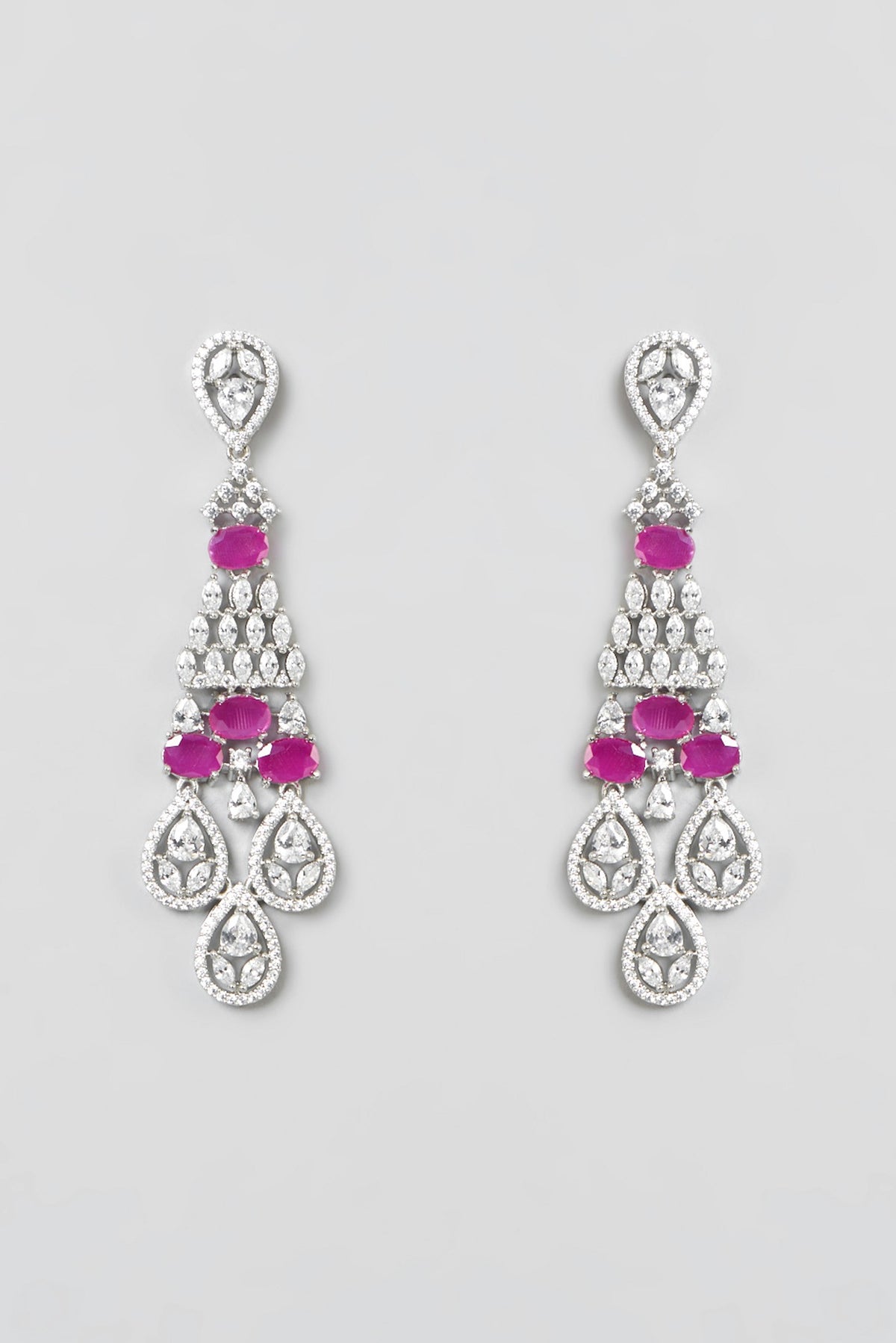White Finish Ruby Stone & Zircon Choker Necklace Set