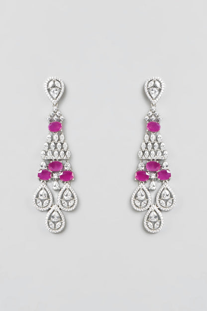 White Finish Ruby Stone & Zircon Choker Necklace Set