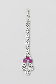 White Finish Ruby Stone & Zircon Choker Necklace Set