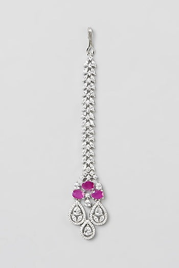 White Finish Ruby Stone & Zircon Choker Necklace Set