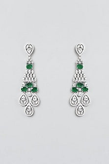 White Finish Emerald & Zircon Choker Necklace Set