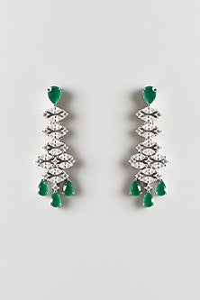 White Finish Emerald & Zircon Necklace Set