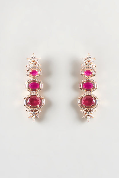 Rose Gold Finish Zircon & Ruby Necklace Set